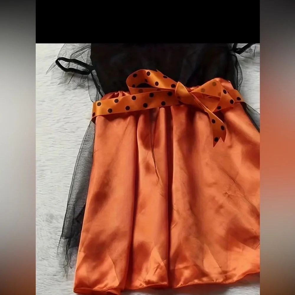 🧡 Halloween Girls Color Splicing Princess Dress + Hat‼️CLEARANCE